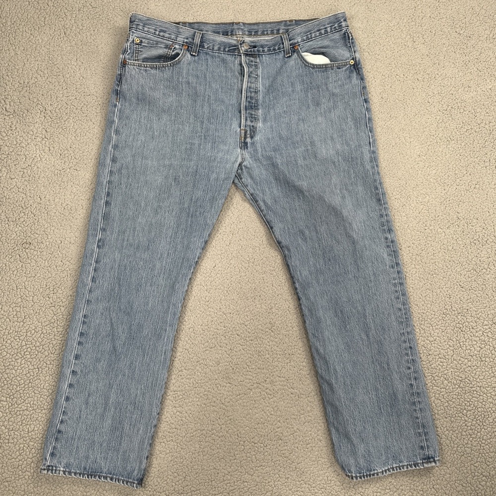 Levi's 501 Button Fly Jeans Men 42x32 Blue Straight Cowboy Preppy Western